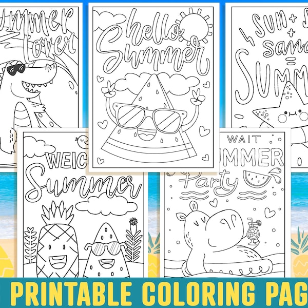 Summer Coloring Pages, 26 Printable Summer Holiday Coloring Pages for Kids, Boys, Girls, Teens, Adults, Summer Activities, Fun Coloring Book