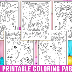Mother's Day Coloring Pages, 40 Printable Mom Coloring Pages for Kids, Boys, Girls, Teens. Gift for Mom, Mom Coloring Book, Instant Download image 5