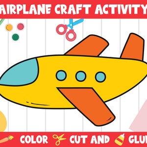 Airplane Craft Activity - Color, Cut, and Glue for PreK to 2nd Grade, PDF File, Instant Download
