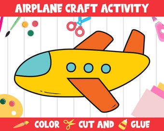 Airplane Craft Activity - Color, Cut, and Glue for PreK to 2nd Grade, PDF File, Instant Download