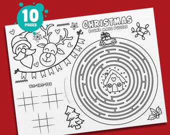 Christmas Placemats for Kids: 10 Fun and Printable Designs for Holiday Activities, Perfect for Parties and Gifts, 8.5"x11" PDF Download