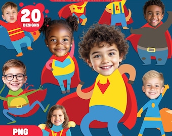 Animal Superhero Body Clipart Templates – DIY Craft! Add Your Face to Animal Hero Designs, PDF + PNG, Instant Download