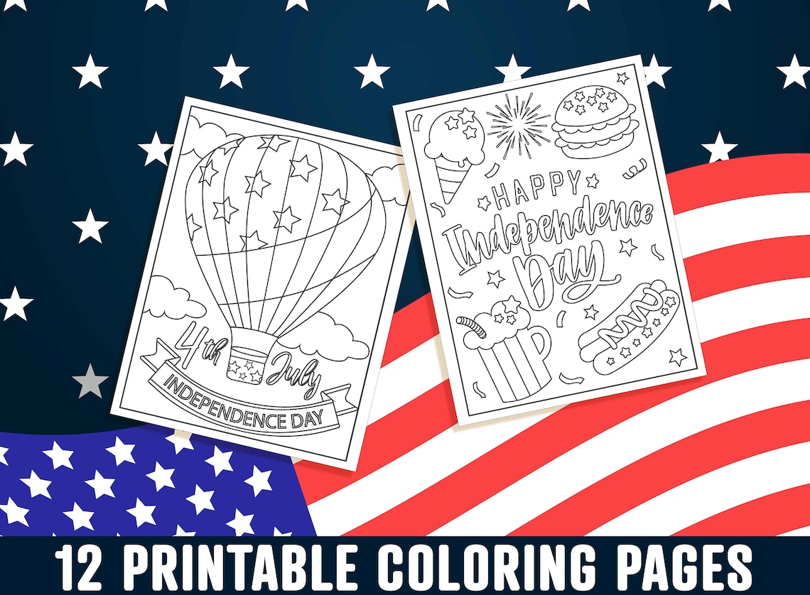 Fourth of July Coloring Pages 4th of July Coloring Book for - Etsy