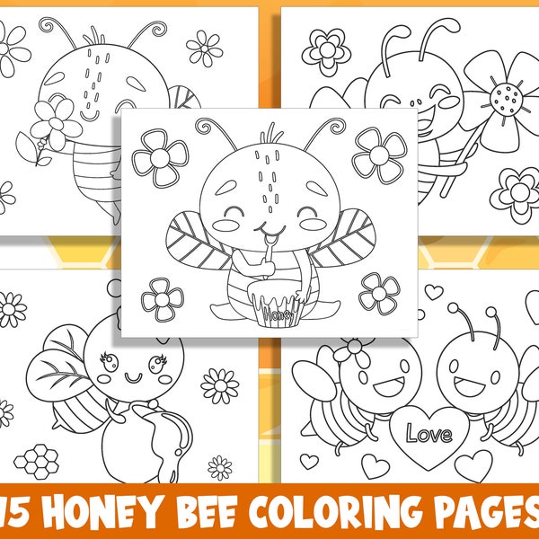 Buzzy Adventures Await: 15 Honey Bee Coloring Pages for Preschool & Kindergarten - Printable PDF, Instant Download!