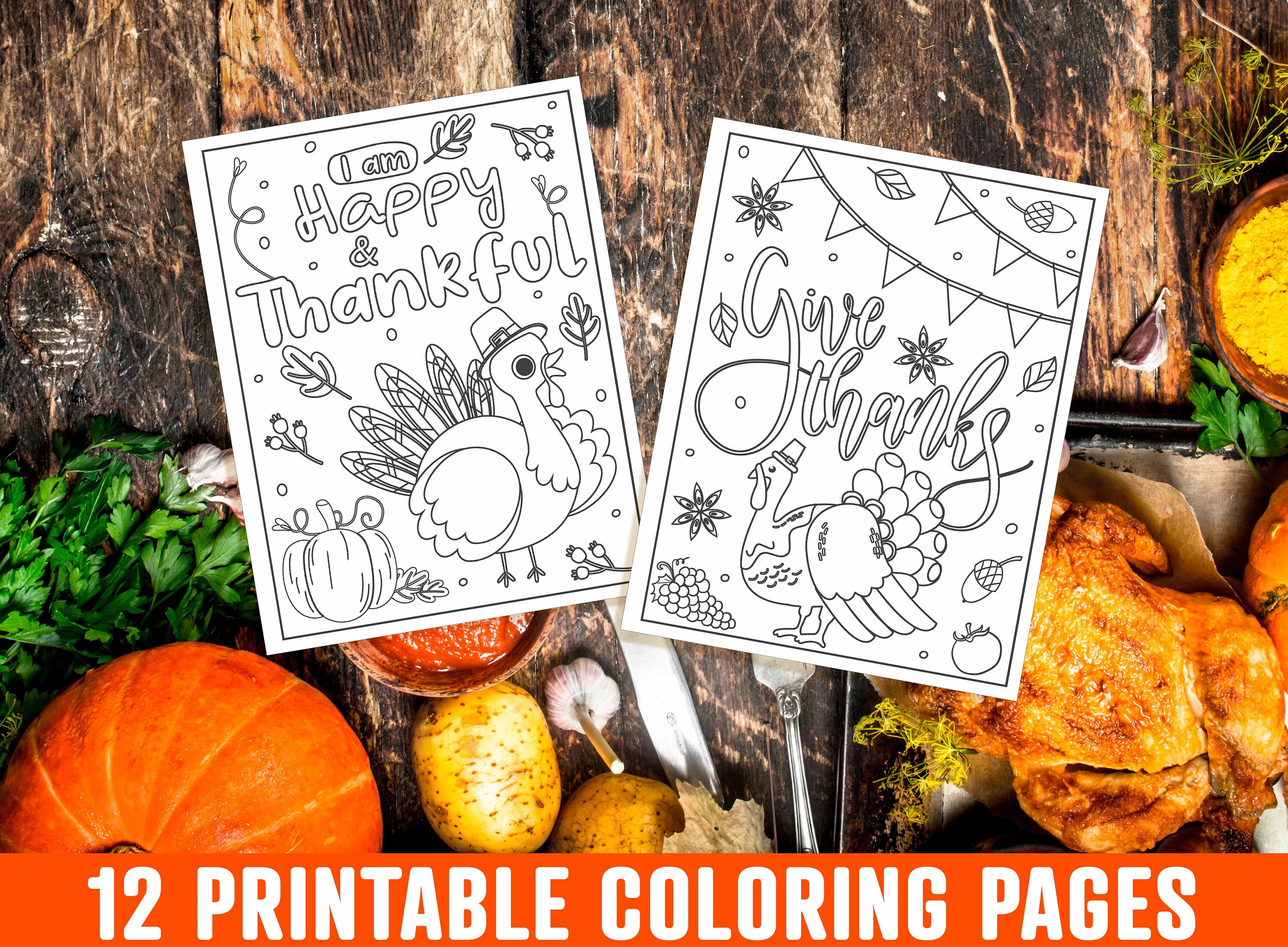 thanksgiving coloring pages printable thanksgiving coloring etsy