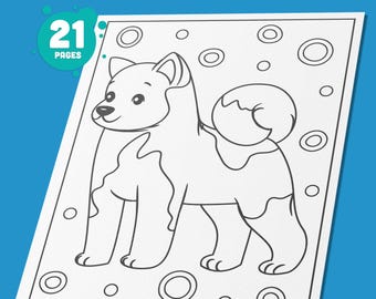Páginas para colorear de cachorros: 21 hojas de actividades divertidas para niños, perfectas para niños, niñas y adolescentes, PDF imprimible, descarga instantánea.