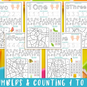 Numbers and Counting 1 to 10 Printable Worksheets. Number Learning, Preschool Math Workbook, Pre-K Learning. Number Tracing Activity