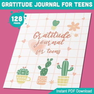 Diario de gratitud para adolescentes: 128 páginas exclusivas con indicaciones diarias, PDF imprimible en tamaños A4, A5, US Trade y US Letter, descarga instantánea