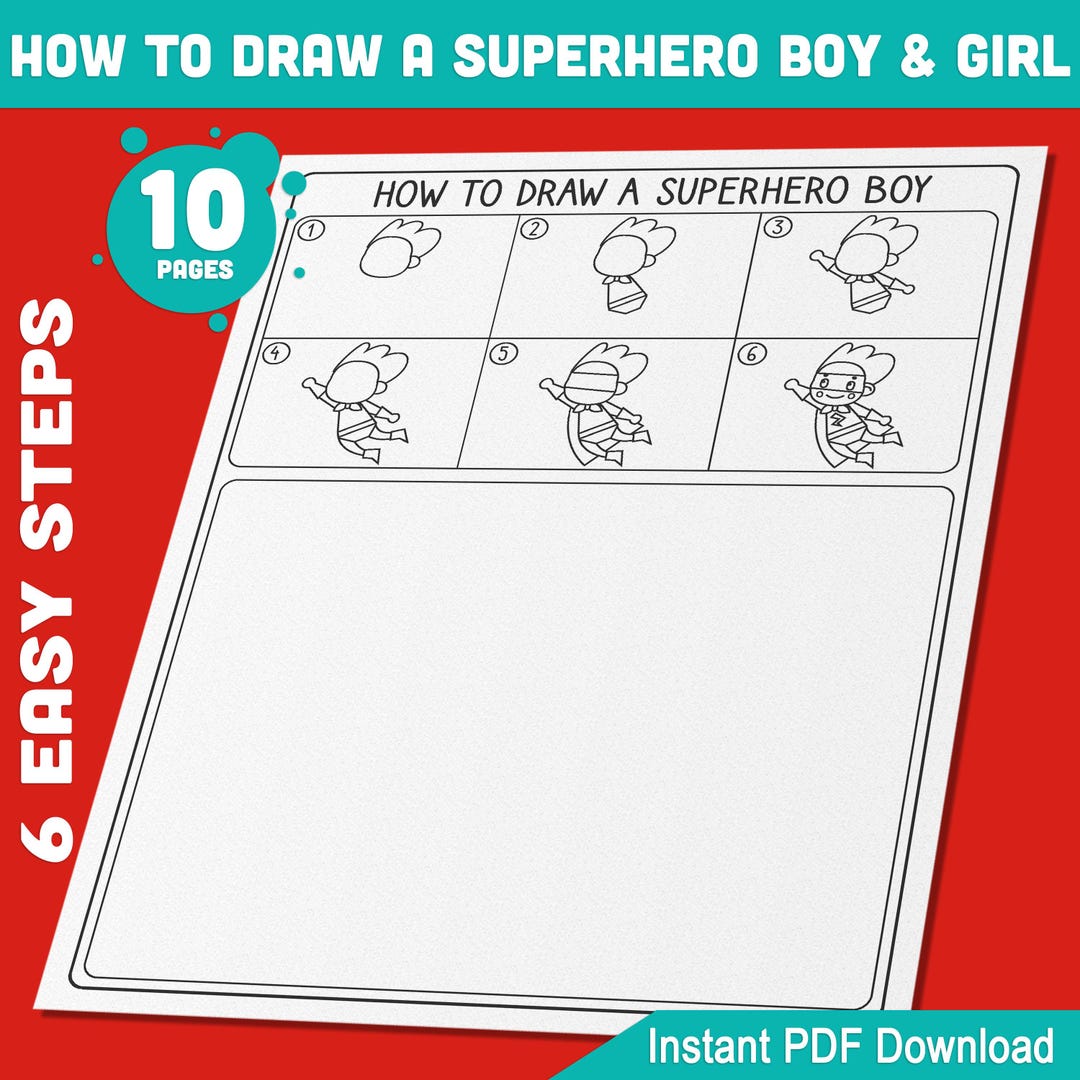 How to Draw a Superhero Boy and Girl: 6-step Guide With 5 Coloring ...