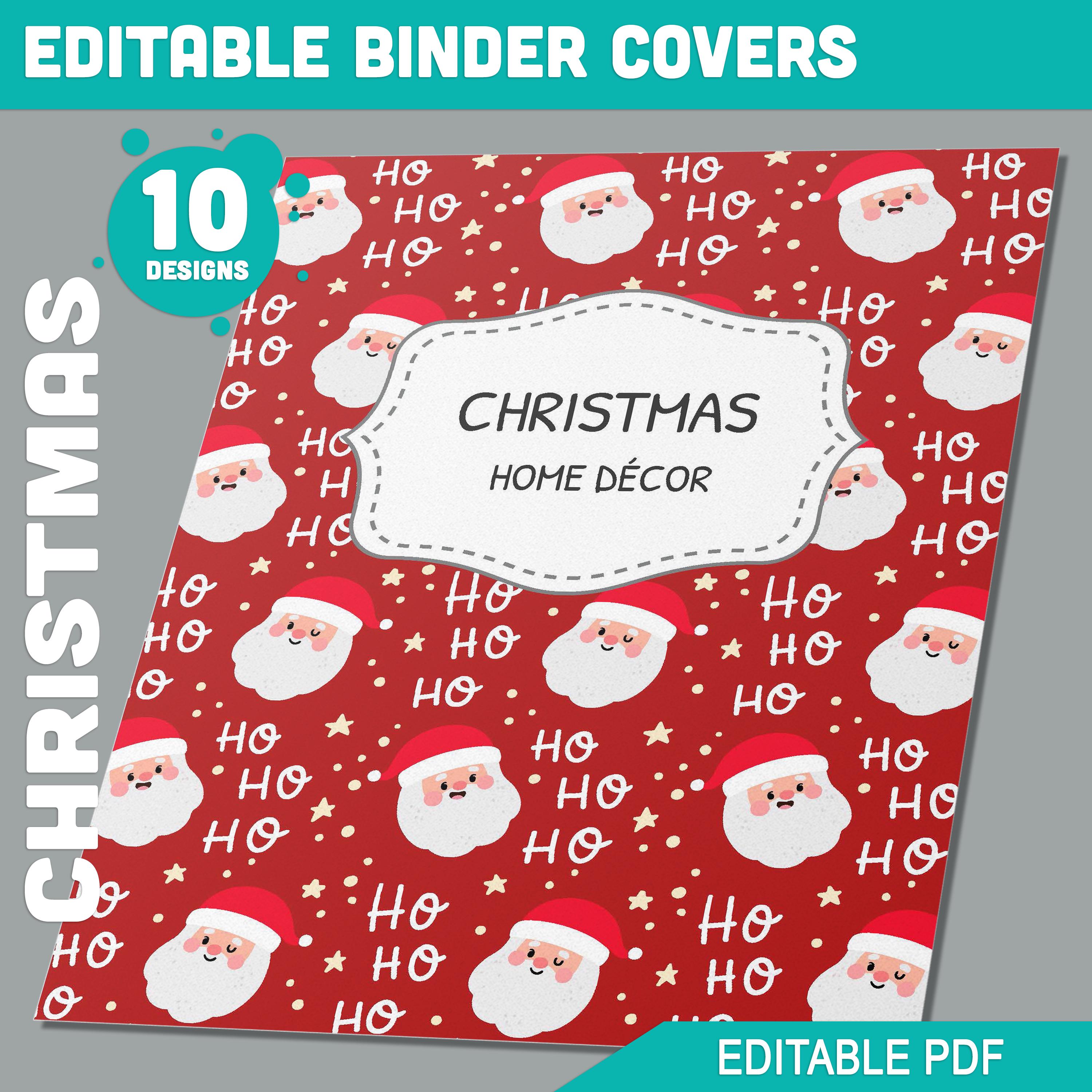 Christmas Planner Cover, 10 Printable & Editable Binder Covers+Spines Winter/Holiday Planner Cover Teacher/School Binder Page Binder Inserts