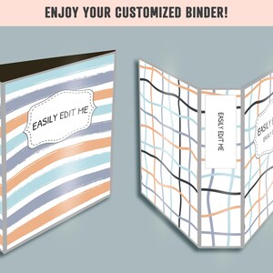 Hand Drawn Striped Pattern Binder Cover, 10 Printable &amp; Editable Binder ...