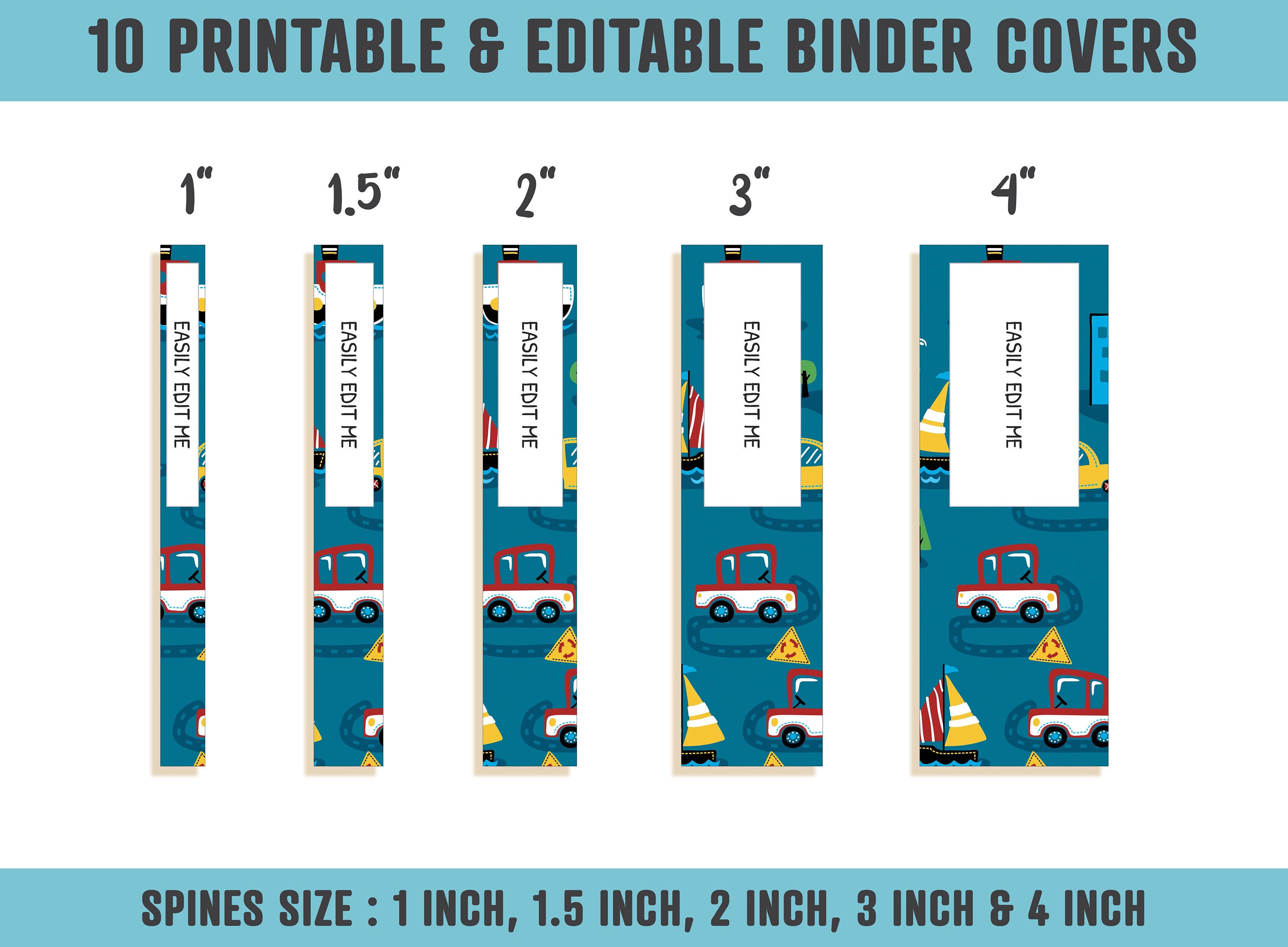 Vehicle Binder Covers, 10 Printable/editable Binder Covers & Spines