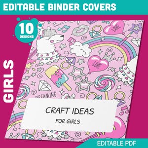 Binder Cover For Girls, 10 Printable & Editable Binder Covers+Spines, Cute Binder Cover, Teacher/School Binder, Planner Cover, Binder Insert