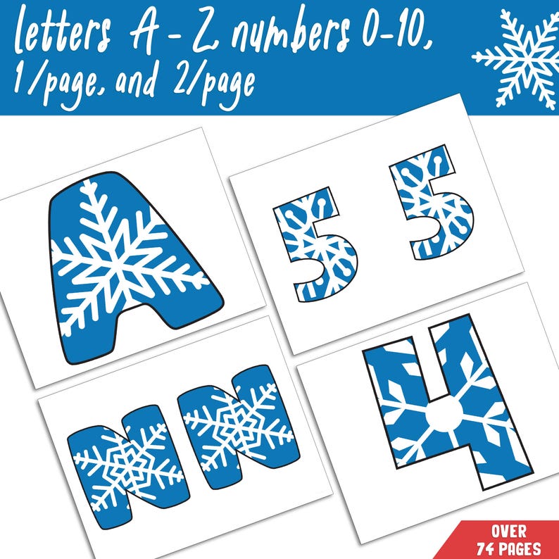 Snowflake Alphabet, Winter Bulletin Board Letters A-Z, Numbers 0-10, 1 ...