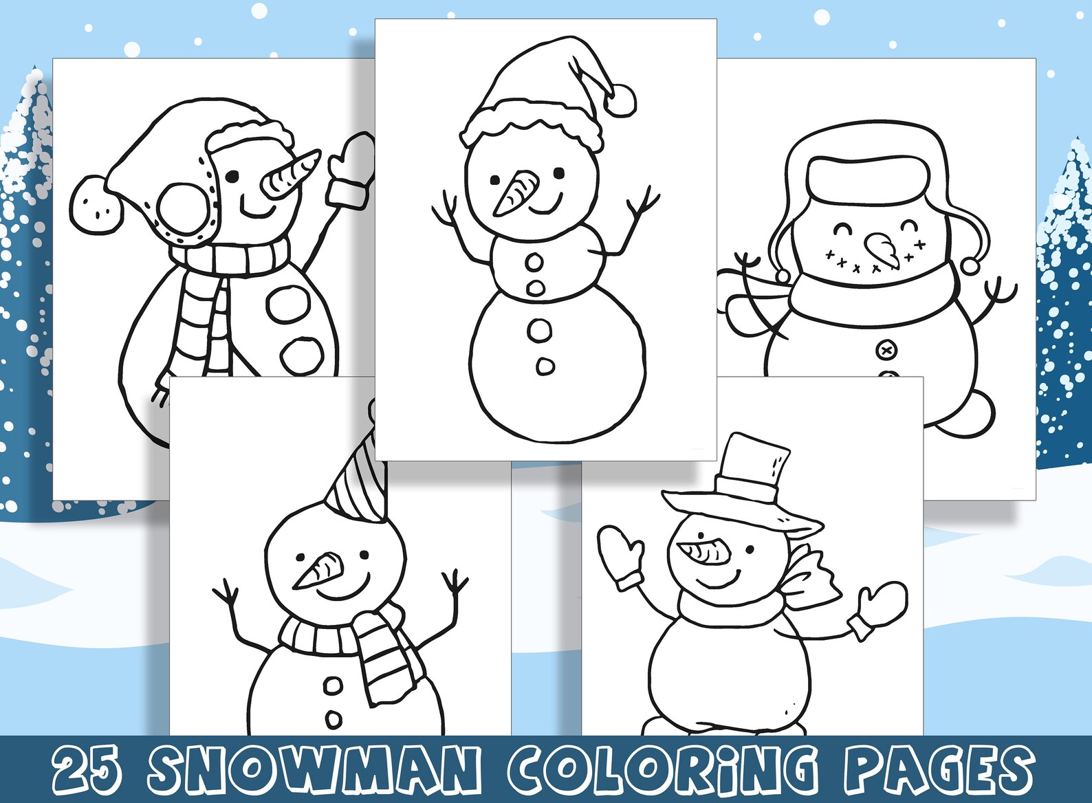 25 Adorable Snowman Coloring Pages for Preschool and Kindergarten, PDF ...