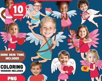 Valentine Cupid Body Templates – Add Your Own Face Crafts, Valentine Bulletin Board and Classroom Activity, Light & Dark Skin, PDF + PNG