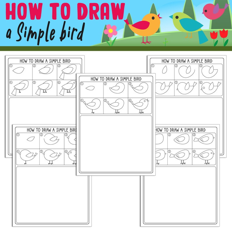 How to Draw a Simple Bird for Kids, Directed Drawing Step by Step ...