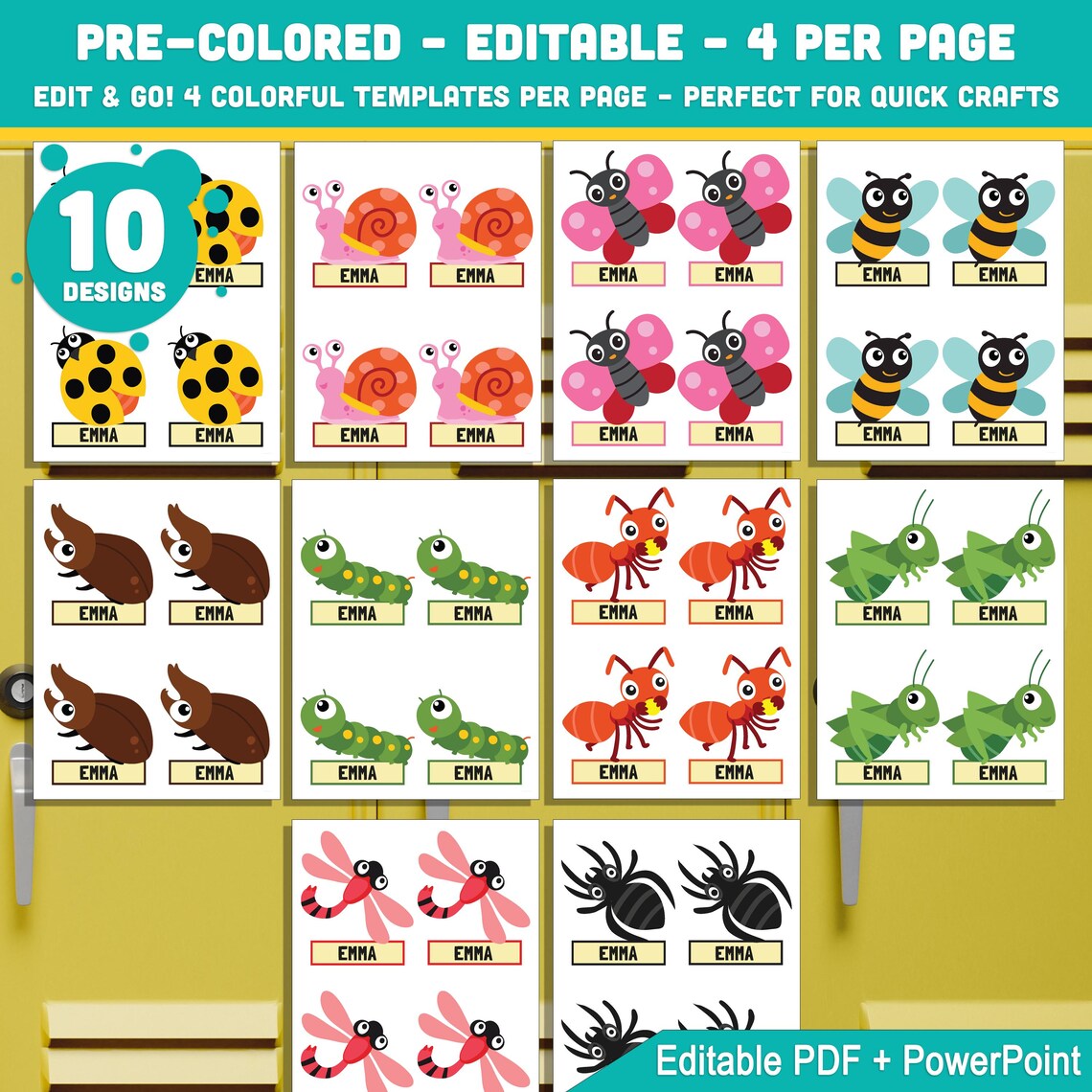 Editable Locker Labels (cubby Name Tags), Cute Insect Themed, PDF ...