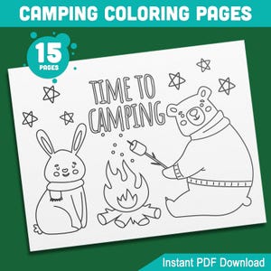 Adventure Awaits: Camping Coloring Pages for Preschool and Kindergarten Kids – 15 High-Resolution Pages, Instant PDF Download Coloring Book