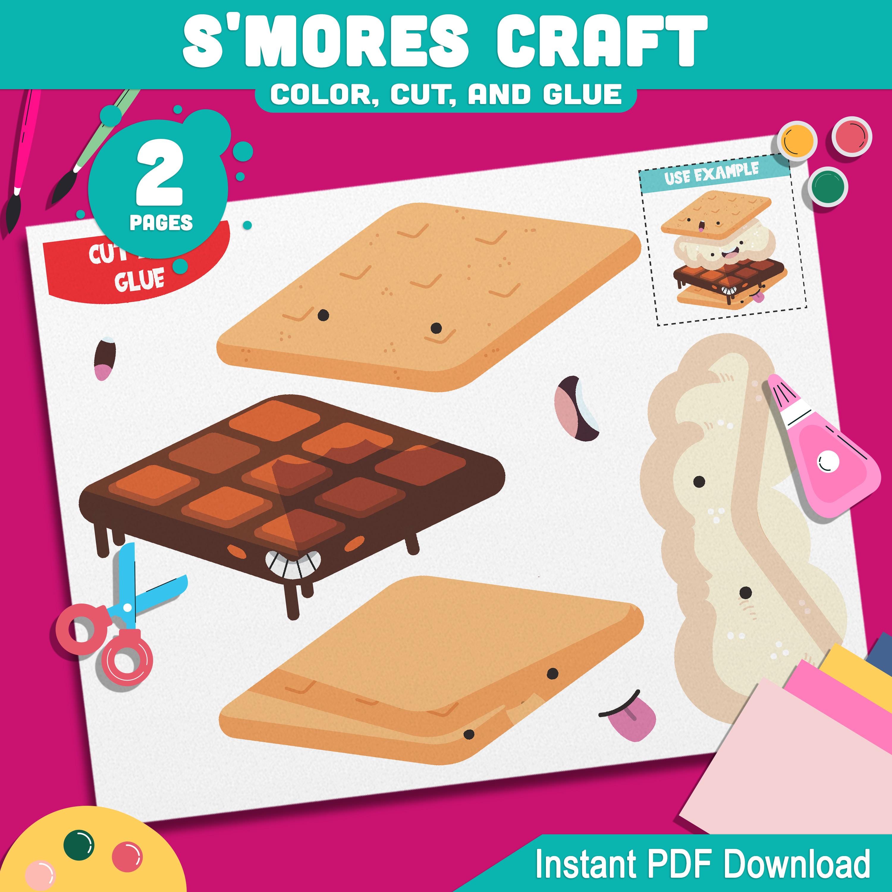 S'mores Craft for Kids, Printable Color Cut and Glue Activity, Perfect ...
