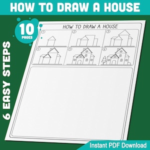 Learn How to Draw a House for Kids: 5-Step Tutorial with 5 Fun Coloring Pages, Perfect for Creative Learning, Instant PDF Download!