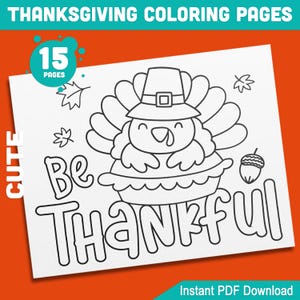 15 Festive Thanksgiving Coloring Pages for Preschool, Kindergarten, High-Resolution PDF Book, Perfect for Fall Celebrations Instant Download