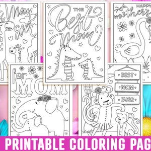 Mother's Day Coloring Pages, 40 Printable Mom Coloring Pages for Kids, Boys, Girls, Teens. Gift for Mom, Mom Coloring Book, Instant Download image 7