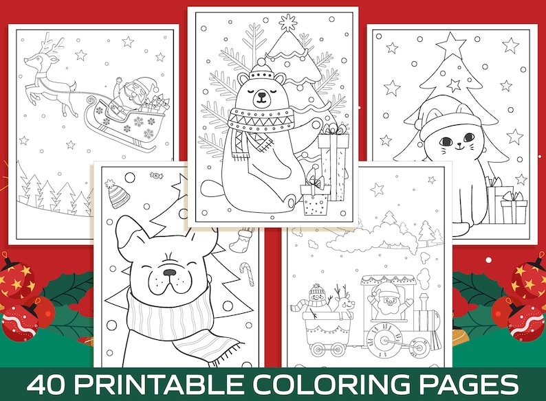 Christmas Coloring Pages 40 Printable Christmas Coloring Pages for Kids, Boys, Girls, Teens. Christmas Party Activity, Christmas Gift. image 3