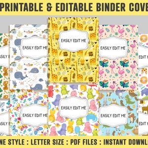 Binder Covers for School, 10 Printable &amp; Editable Binder Covers+spines ...