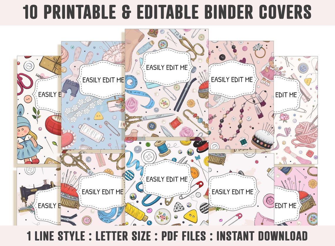 Binder Cover Sewing Pattern 10 Printable/editable - Etsy