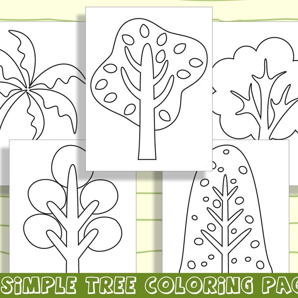 Fun and Easy Tree Coloring Pages for Preschool and Kindergarten: 25 Pages to Keep Your Little Ones Busy! PDF File, Instant Download