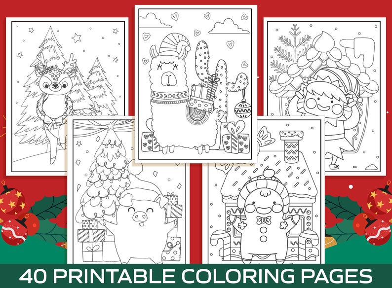 Christmas Coloring Pages 40 Printable Christmas Coloring Pages for Kids, Boys, Girls, Teens. Christmas Party Activity, Christmas Gift. image 5