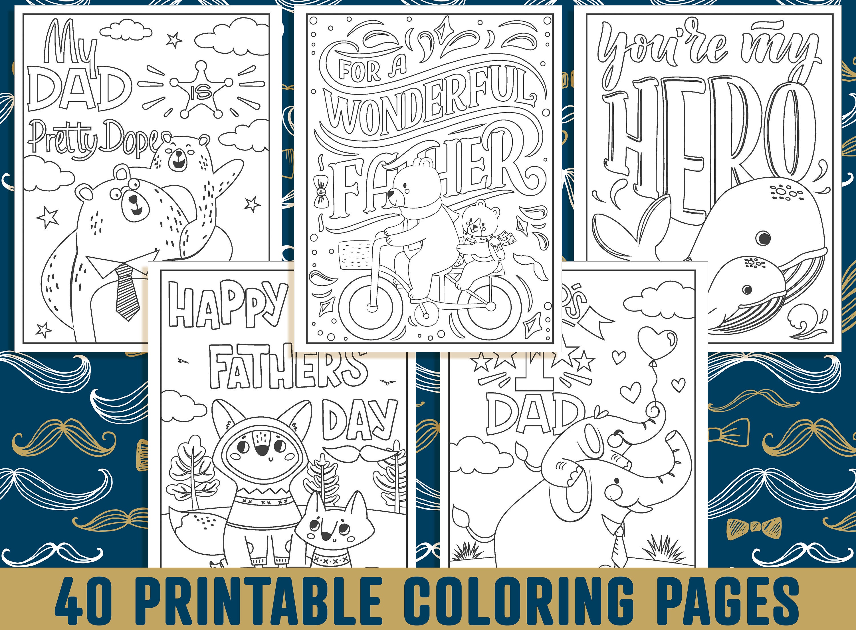 father s day coloring pages 40 happy fathers day etsy denmark