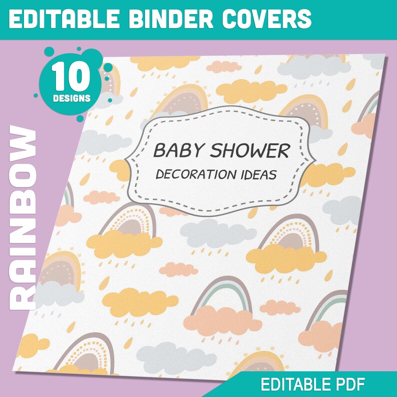 Rainbow Binder Cover Printable Editable, 10 Covers+spines, Binder ...