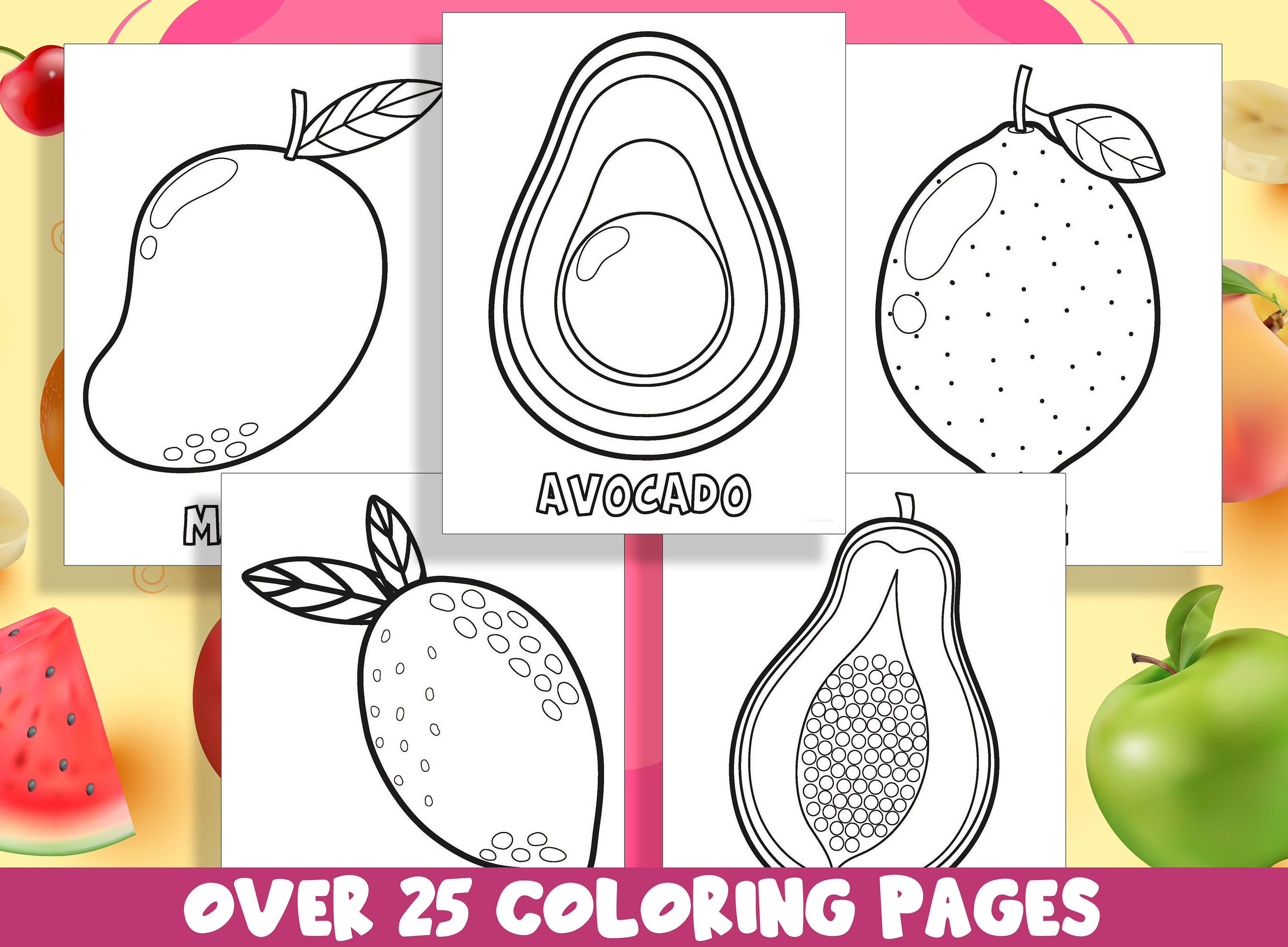 Fruit Coloring Pages 25 Printable Fruit Coloring Pages for Preschool