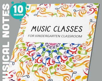 10 Editable Musical Notes Binder Covers, Includes 1, 1.5, 2&quot; Spines, Available in A4+US Letter, Editing with PowerPoint or PDF Reader