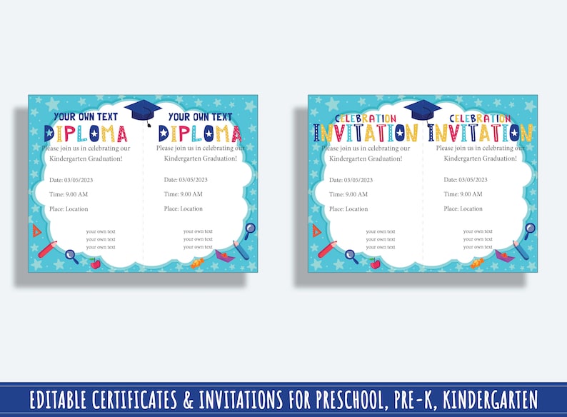 Certificate of Completion Editable End of Year Diplomas - Etsy