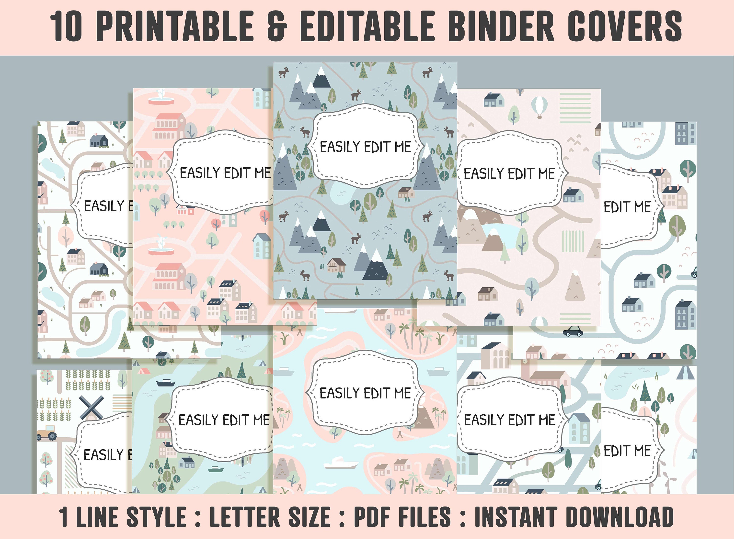 Adventure Binder Cover, 10 Printable &amp; Editable Binder Covers Spines ...