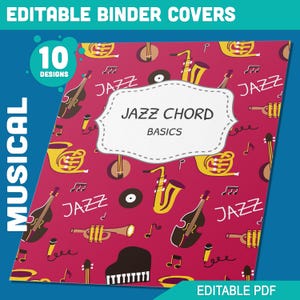 Musical Instruments Binder Cover, 10 Printable & Editable Binder Covers + Spines, Binder Inserts, Teacher/School Planner Cover Template