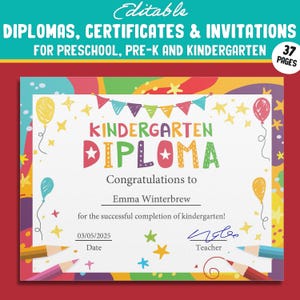 Editable Funny Class Awards, End of the Year Awards, Diplomas, Certificates & Invitations for PreK, and K, PDF File, Instant Download