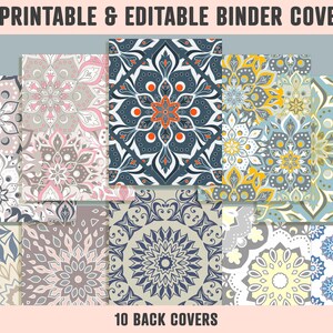 Mandala Binder Cover, 10 Printable/editable Binder Covers+spines, Hand ...