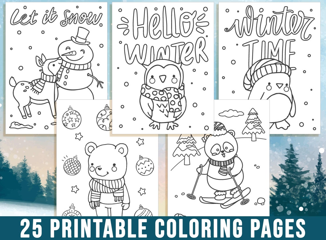 Winter Coloring Pages Hello Winter Coloring Book for Kids - Etsy