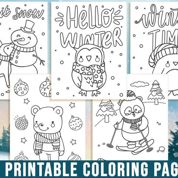 Hello Winter Coloring Book for Kids, Featuring Santa, Christmas Trees, Snowy Scenes, Includes; Coloring Samples & Coloring Pages Size 5x7"