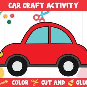 Car Craft Activity - Color, Cut, and Glue for PreK to 2nd Grade, PDF File, Instant Download