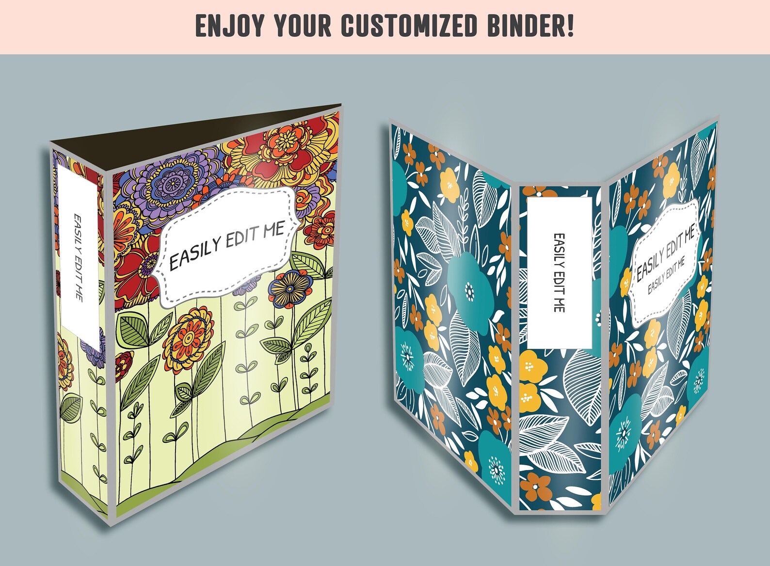 Flower Binder Cover Templates 10 Printable & Editable Binder Etsy