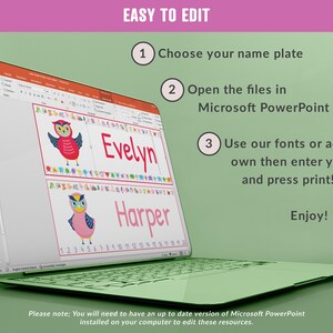 Student Desk Plates, 30 Printable/editable Cute Owls Classroom Name ...