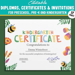 Kindergarten, Vorschule, Abschlussurkunden, Diplome & Einladungen, 37 anpassbare PDF-Seiten, Sofort-Download