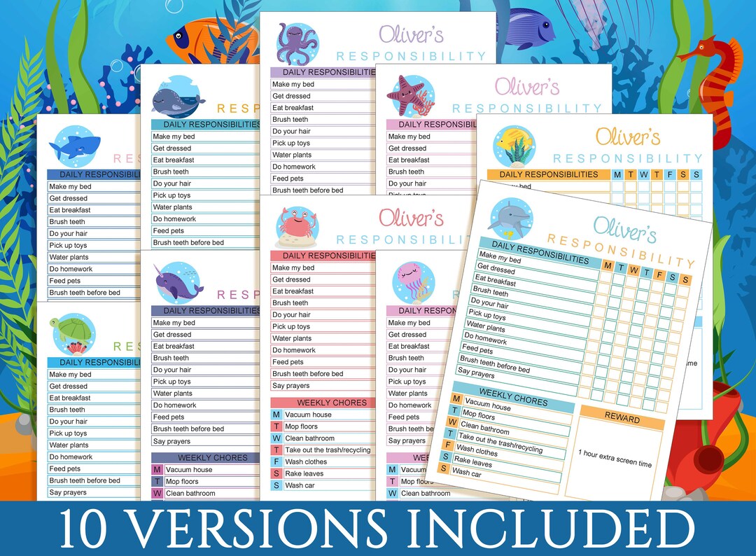 Reward Chart for Kids, Kids Chores Printable, Chore Chart for Kids ...