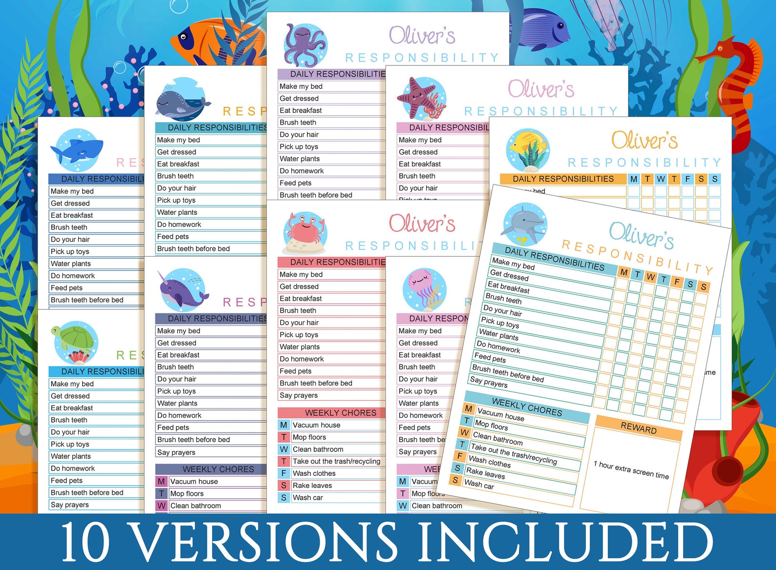 Reward Chart for Kids, Kids Chores Printable, Chore Chart for Kids ...