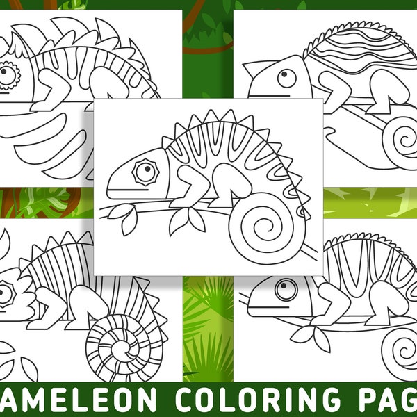 15 Fun and Creative Chameleon Coloring Pages for Preschool and Kindergarten - PDF File, Instant Download